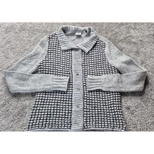 Cabi‎ Womens Cardigan Sweater Size Small Square Stitch Gray Snap Knit